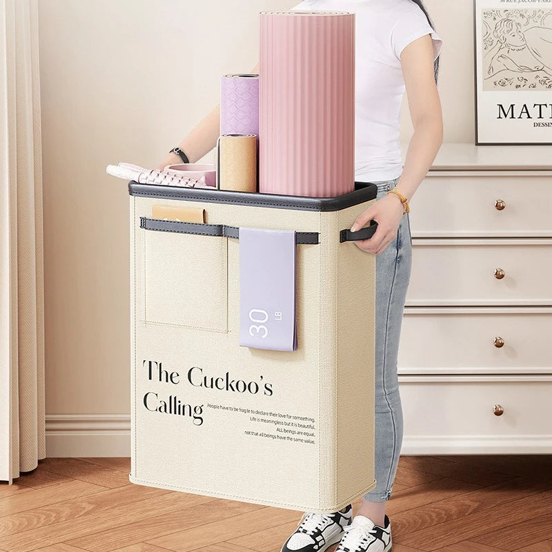Yoga Storage Bin for Sports Gear Organizer Foldable Clutter Large-Capacity Home Organizer for Fitness Equipment & Accessories