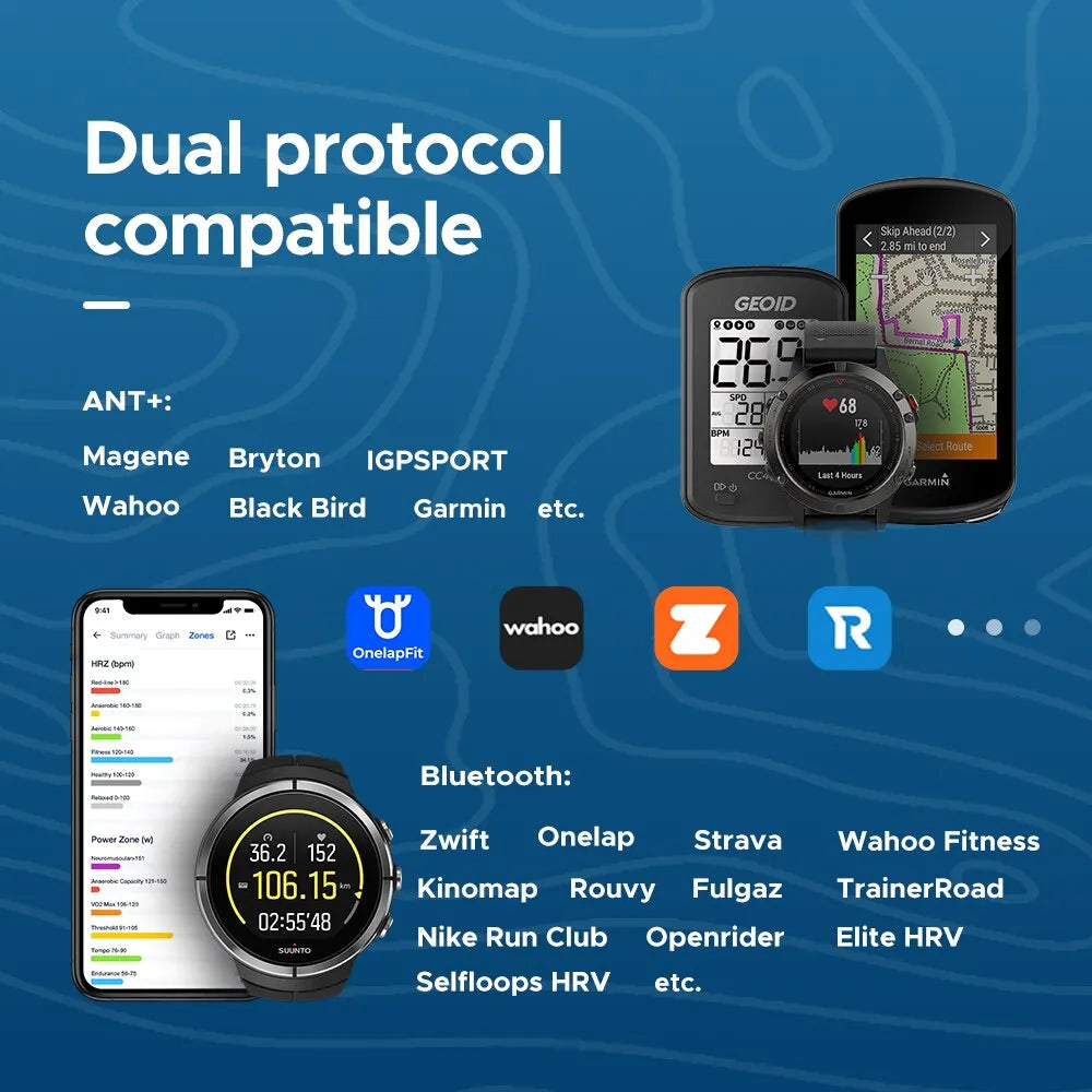 Heart Rate Monitor Fitness Equipment Ant Bluetooth Heart Rate Sensor with Chest Strap Tracking LED Light