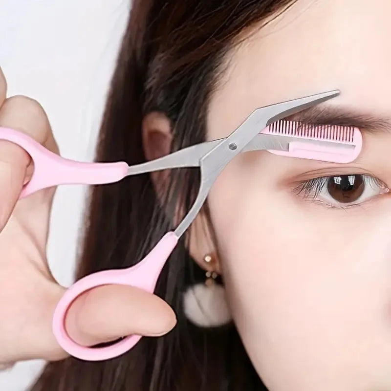 Eyebrow Trimmer Set – Curved Eyebrow Razor, Scissors & Comb | Easy Beauty Tool for Beginners