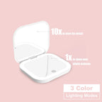 Compact Mirror with Lights, 1X/2X Magnification Portable Folding Handheld Small Pocket LED Travel Makeup Mirror for Gift, Purse