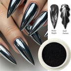 1 Box Chrome Black Nail Powder Metallic Rubbing Powder Pigment Magic Mirror Nail Glitter Charms Y2K Nail Art Decoration Manicure