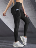High Waist Womens Leggings With Pockets Push Up Stretch Yoga Pants For Fitness Running Sportswear Solid Color