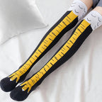 Women Knee High Socks Set 1 2 5 10 Pairs Cartoon Chicken Claw Print Funny Socks Fitness Sport Casual Slim Leg Tube Socks