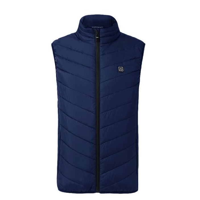 Blue puffer vest on a white background