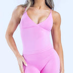 Women Seamless Cross Back Sports Vest With Padded Backless Camisole For Gym Yoga Running Summer Workout