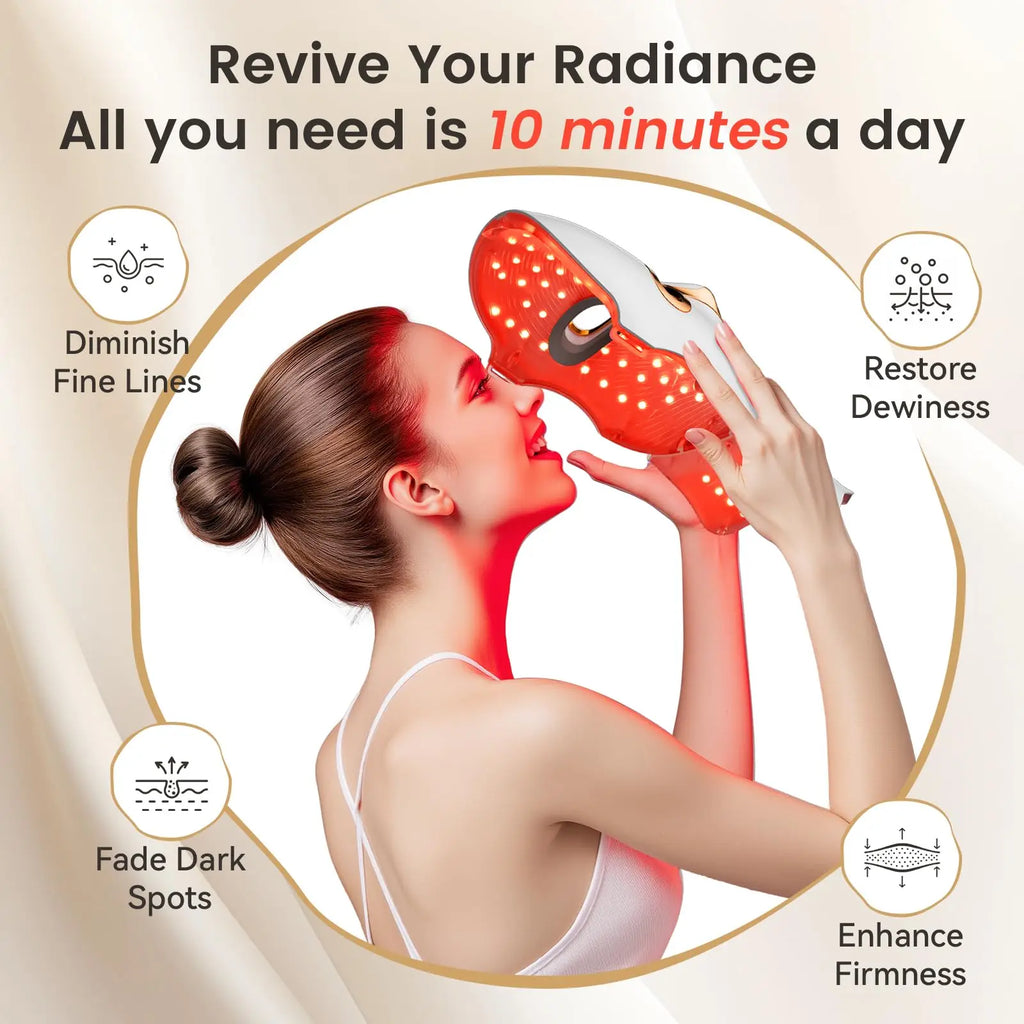 Red Light Therapy Mask for Face & Neck, LED Face Light Therapy,USB C Rechargeable,Infrared Mask for Home Working Travel Yoga