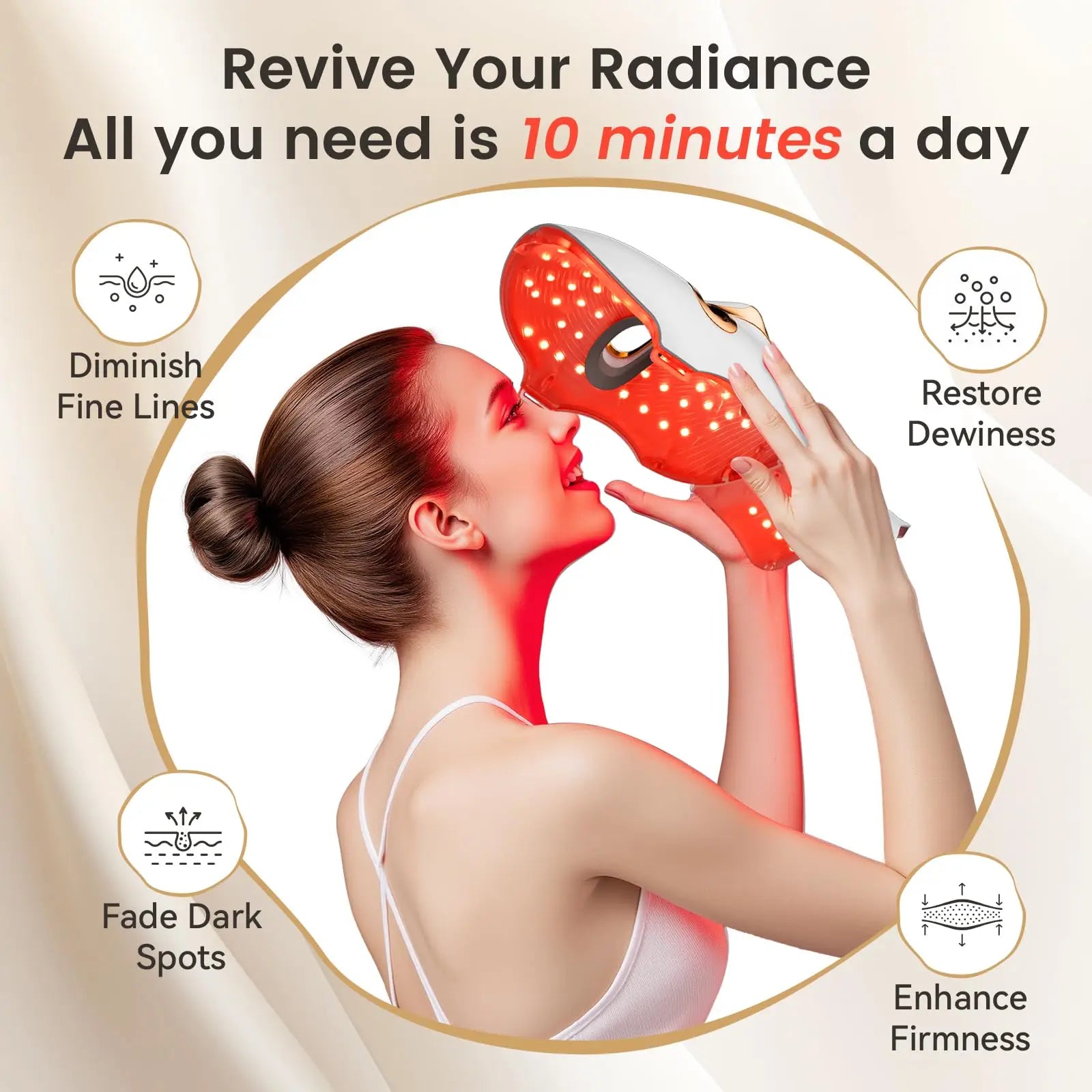 Red Light Therapy Mask for Face & Neck, LED Face Light Therapy,USB C Rechargeable,Infrared Mask for Home Working Travel Yoga