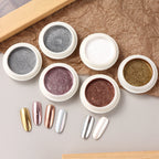 6Pcs Chrome Mirror Nail Powder Set – Gold Silver Holographic Aurora Iridescent Pigment for Rubbing Nail Art
