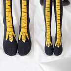Women Knee High Socks Set 1 2 5 10 Pairs Cartoon Chicken Claw Print Funny Socks Fitness Sport Casual Slim Leg Tube Socks