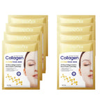 Collagen facial mask packaging with 'Buy 5 Get 5 Free' offer on a yellow background