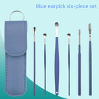 New 6Pcs/set Ear Cleaner Wax Pickers Earpick Wax Remover Curette Ear Pick Cleaner Kit Spoon Care Ear Clean Tools Stainless Steel