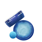 A blue jar of Bioaqua moisturizing cream set against a splashing water background.