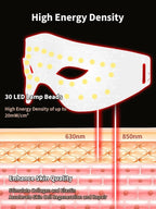 LED Red Light Therapy Eye Mask 630nm 850nm Infrared Device for Dark Circles Fine Lines Eye Bags 5 Modes Rechargeable Home Travel