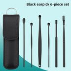 New 6Pcs/set Ear Cleaner Wax Pickers Earpick Wax Remover Curette Ear Pick Cleaner Kit Spoon Care Ear Clean Tools Stainless Steel