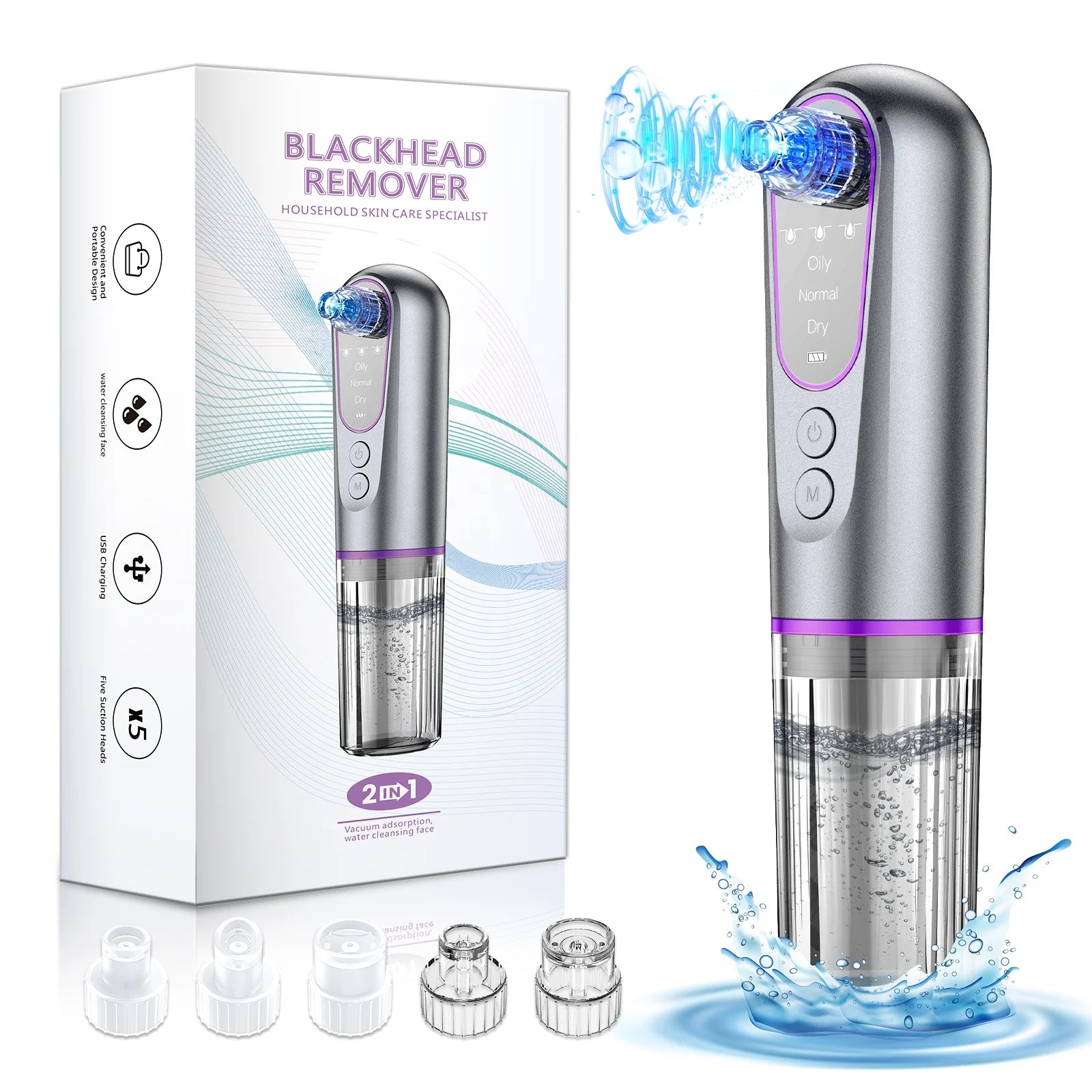 Beauty Product Facial Cleaner Electric Micro Small Bubble Water Cycle Acne Pore Vacuum Blackhead Remover Device