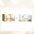 Comparison of old and new packaging for French Snail and Korea Snail Essence Cream on a beige background.