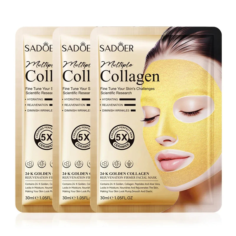 24k Golden Collagen Facial Masks Anti Wrinkle Firming Moisturizing Anti-Aging Face Mask Beauty Facial Skin Care Products