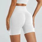 Summer High Waisted Yoga Shorts For Women Fashionable Fitness Running Pants Solid Color Elastic Tights