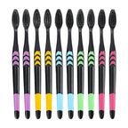 10 Pieces Packed Deep Cleaning Soft Bristle Bamboo Charcoal Black Hair Ultra-Fine Beauty Health Toothbrush  Oral Cleaning