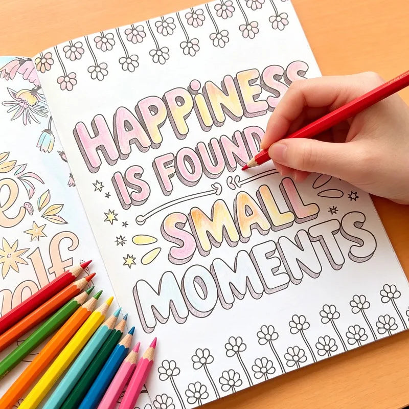 Adult Stress Relief Mental Health Coloring Book 32 Pages of High-definition Pages and Motivational Words Cheer Yourself Up