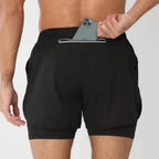 Mens Double Layer Running Shorts Quick Dry 2 In 1 Fitness Training Sports Shorts for Workout and Bodybuilding