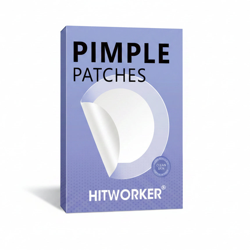Pimple patches with Hitworker packaging on a white background