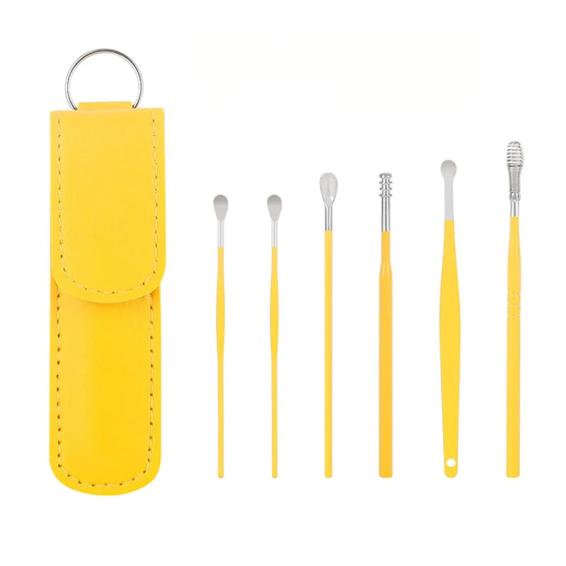 6Pcs Earwax Removal Tool Set – Stainless Steel Spiral Earpick & Ear Curette Cleaner Kit