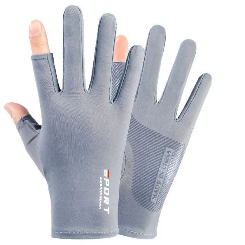 Ice Silk Halffinger Cycling Anti Slip Gloves for Men and Women Summer Outdoor Sports Fitness Driving Fishing Highelastic