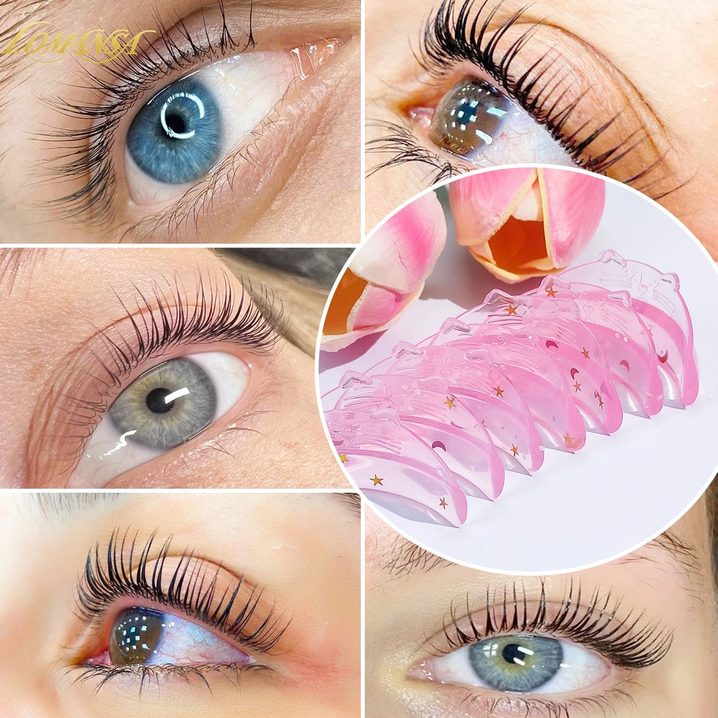 Lomansa 7 Pairs Silicone Eyelash Perm Pads Sticky Lashes Rods Shield Lifting 3D Eyelash Curler Accessories Health Beauty Tool