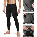 Mens 2 In 1 Sport Pants Athletic Tracksuit For Gym Running Workout Jogging Trousers