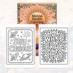 1PC 30-Page Emotional Balance Coloring Book, Beautiful Flower Patterns, Inspirational Lines,Mental Health Tool for Adults, Teens