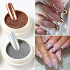 6Pcs Chrome Mirror Nail Powder Set – Gold Silver Holographic Aurora Iridescent Pigment for Rubbing Nail Art