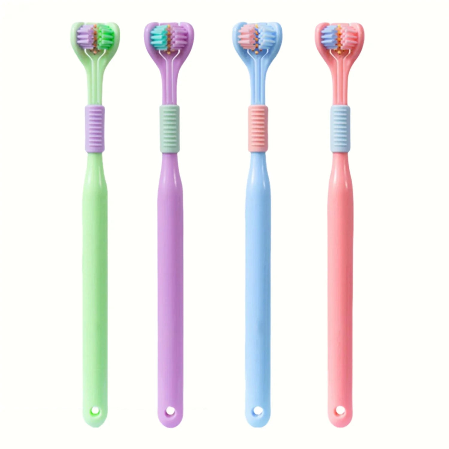 4pcs Soft Bristle 3-sided Toothbrush Gentle Clean Adult Teeth Brush for Complete Gum Care Autism Sensory Design Oral Health Tool
