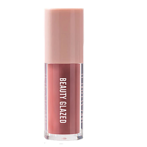 Lipstick and pencil with measurements and close-up of lips wearing the color