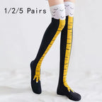 Women Knee High Socks Set 1 2 5 10 Pairs Cartoon Chicken Claw Print Funny Socks Fitness Sport Casual Slim Leg Tube Socks