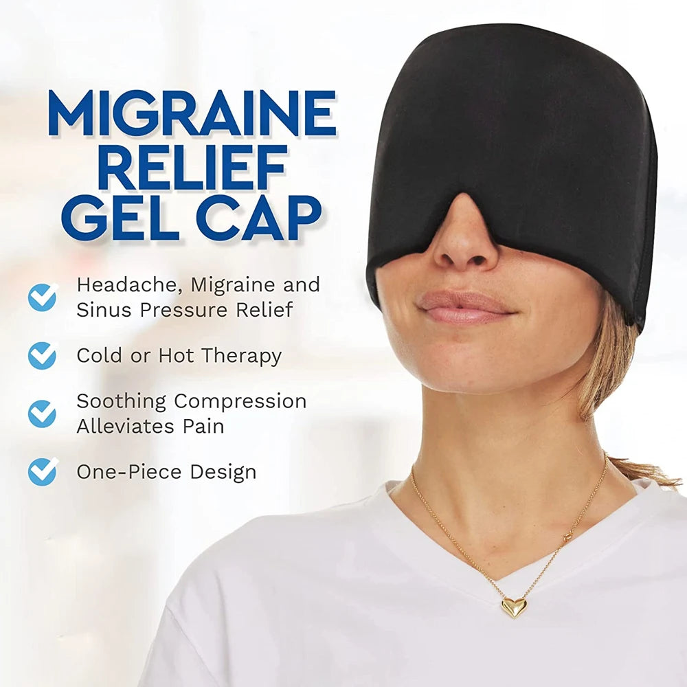 Upgraded Full Coverage Migraine Ice Head Wrap Headache Relief Hat Hot And Cold Therapy Migraine Cap Beauty Health Head Massager