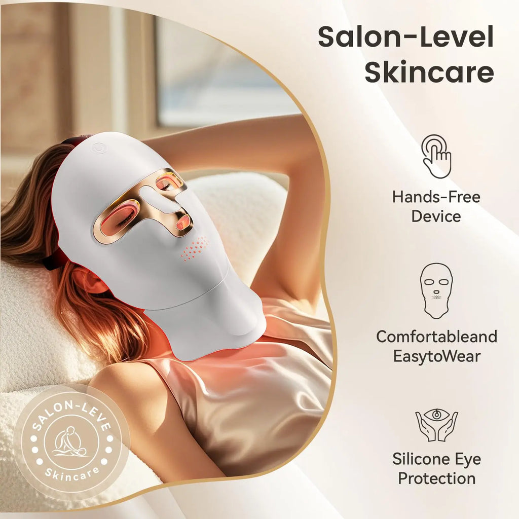Red Light Therapy Mask for Face & Neck, LED Face Light Therapy,USB C Rechargeable,Infrared Mask for Home Working Travel Yoga
