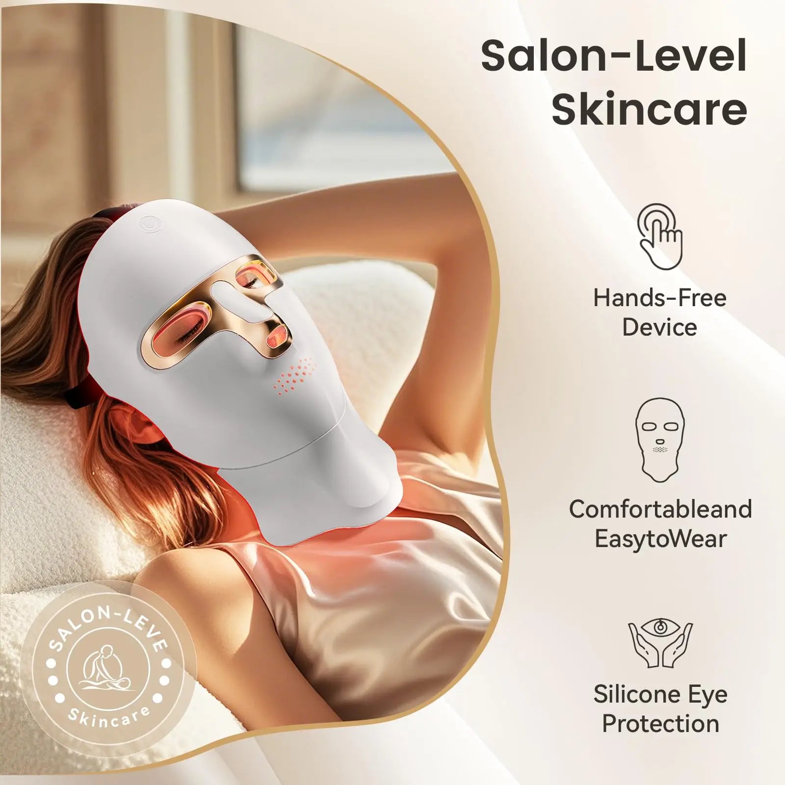 Red Light Therapy Mask for Face & Neck, LED Face Light Therapy,USB C Rechargeable,Infrared Mask for Home Working Travel Yoga