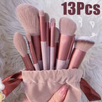 13Pcs Makeup Brush Set – Eyeshadow, Foundation & Blush Cosmetic Brushes with Travel Bag