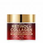 RDQCTQ Retinol+ Collagen skincare set with serum and moisturizer on a white background