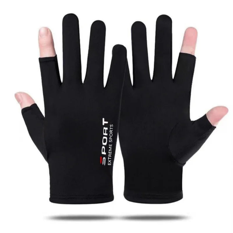 Ice Silk Halffinger Cycling Anti Slip Gloves for Men and Women Summer Outdoor Sports Fitness Driving Fishing Highelastic