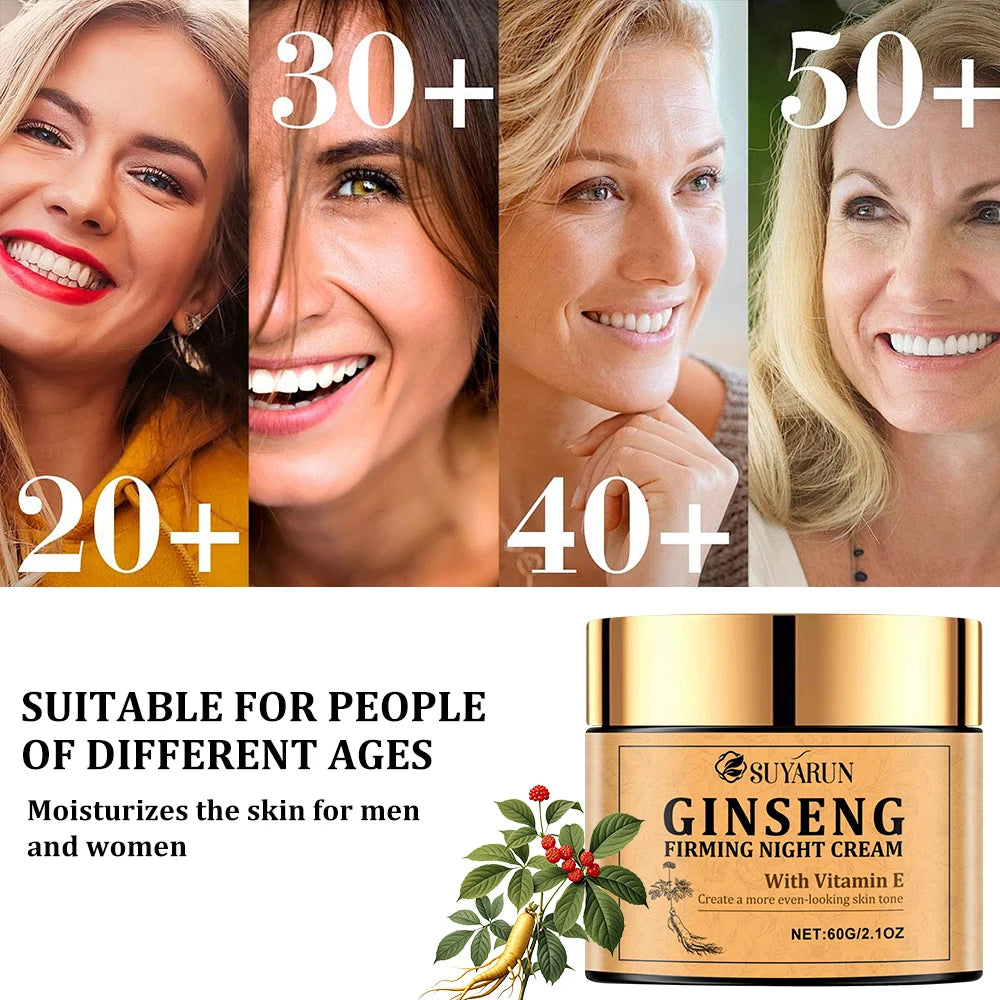 Ginseng Firming Night Cream Moisturizing Nutritious Anti-Aging Skin Care Product for Evening Use.