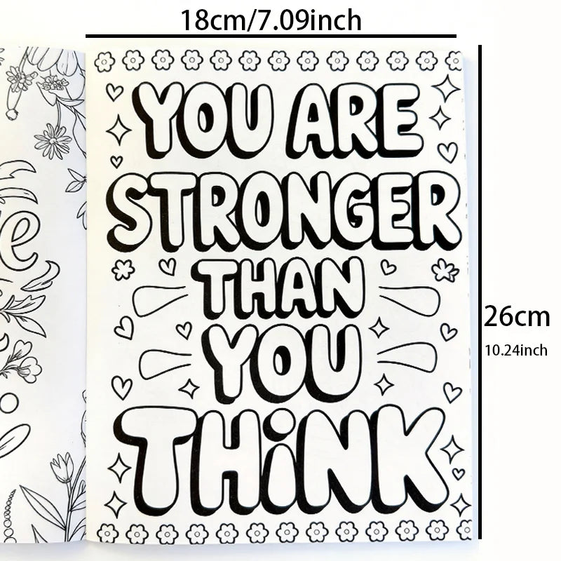 Adult Stress Relieving Mental Health Coloring Book Inspirational Art Book 32 Motivational Words Cheer Yourself Up Perfect Gift
