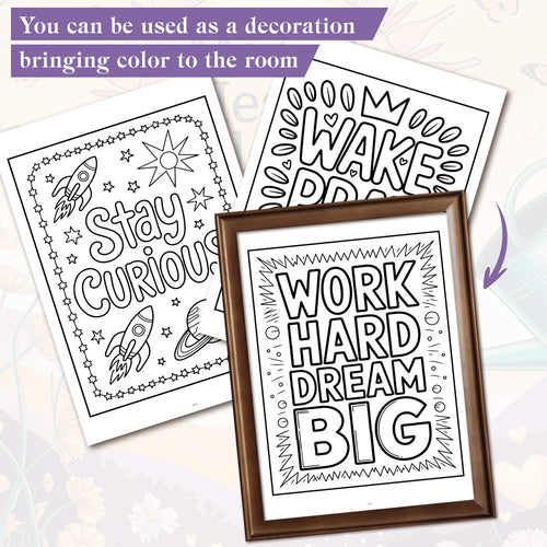 1PC 30-Page Emotional Balance Coloring Book, Beautiful Flower Patterns, Inspirational Lines,Mental Health Tool for Adults, Teens