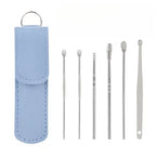 6Pcs Earwax Removal Tool Set – Stainless Steel Spiral Earpick & Ear Curette Cleaner Kit