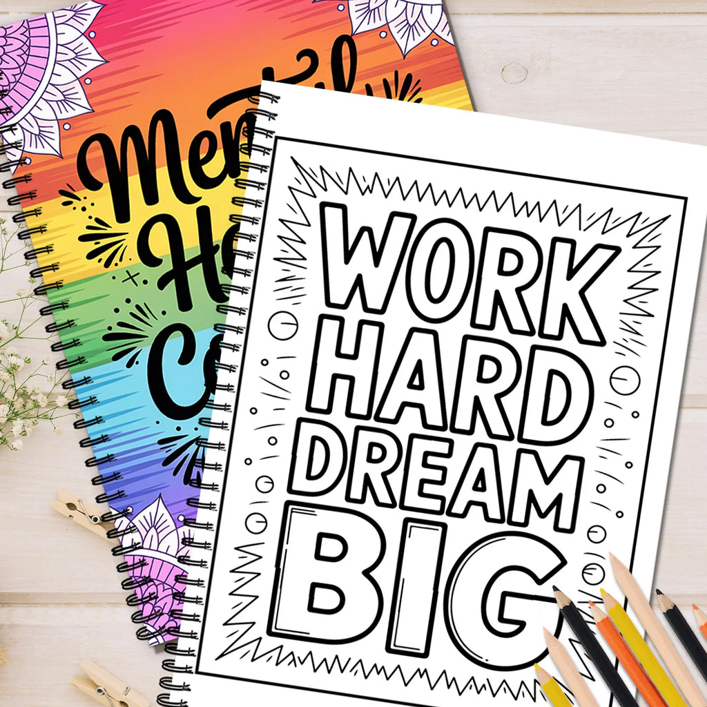 1PC 30-Page Mental Health Coloring Book, Exquisite Floral Patterns, Inspirational Quotes, Stress Relief