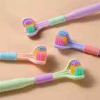 4pcs Soft Bristle 3-sided Toothbrush Gentle Clean Adult Teeth Brush for Complete Gum Care Autism Sensory Design Oral Health Tool