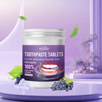 YILEST toothpaste tablets packaging with purple background and green grapes