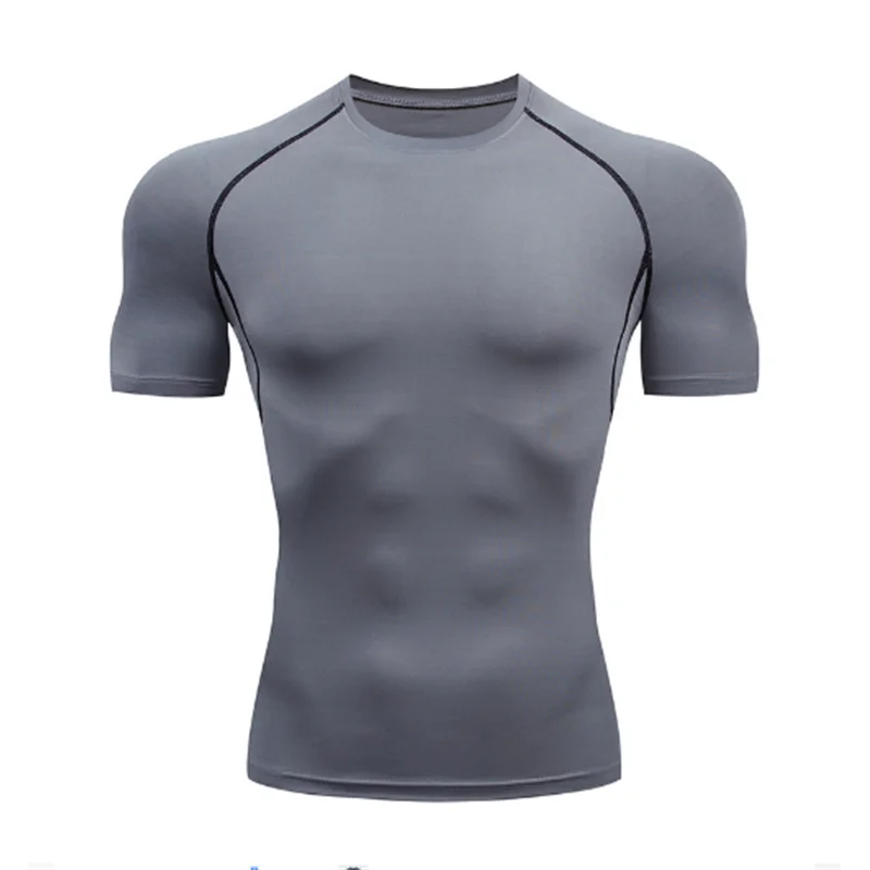 Men Compression Running T Shirt Fitness Tight Short Sleeve Tshirt Training Jogging Shirts Gym Sportswear Quick Dry