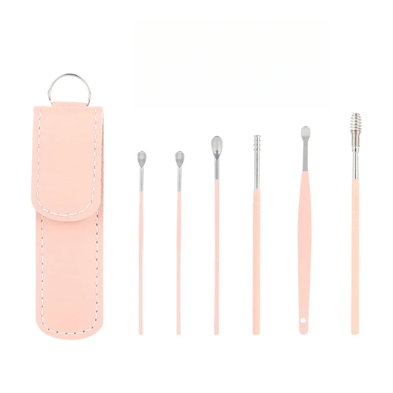 6Pcs Earwax Removal Tool Set – Stainless Steel Spiral Earpick & Ear Curette Cleaner Kit